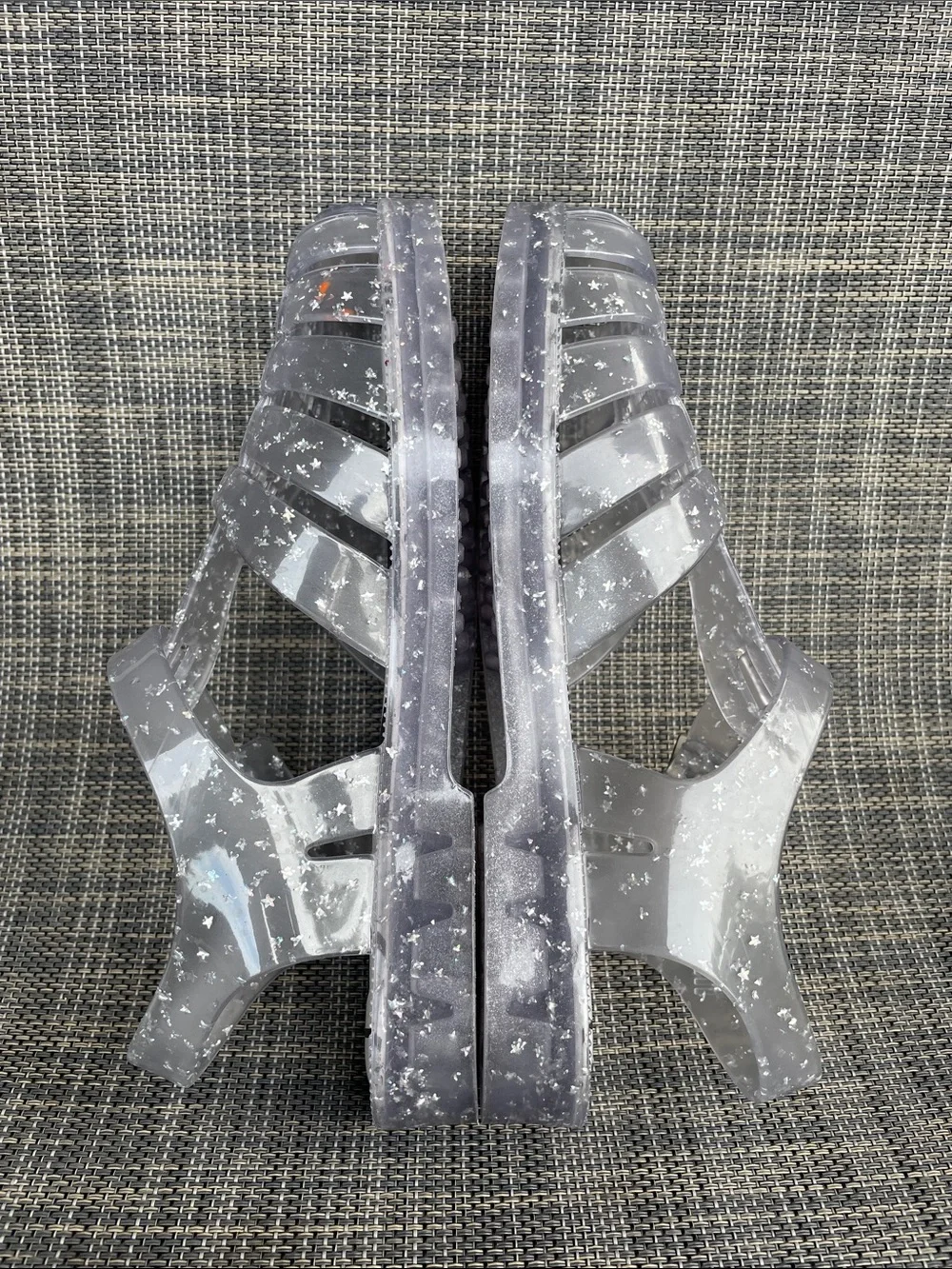 Mini Melissa Possession Glitter Clear Silver Fisherman Jelly Sandals Girls 3 Y
